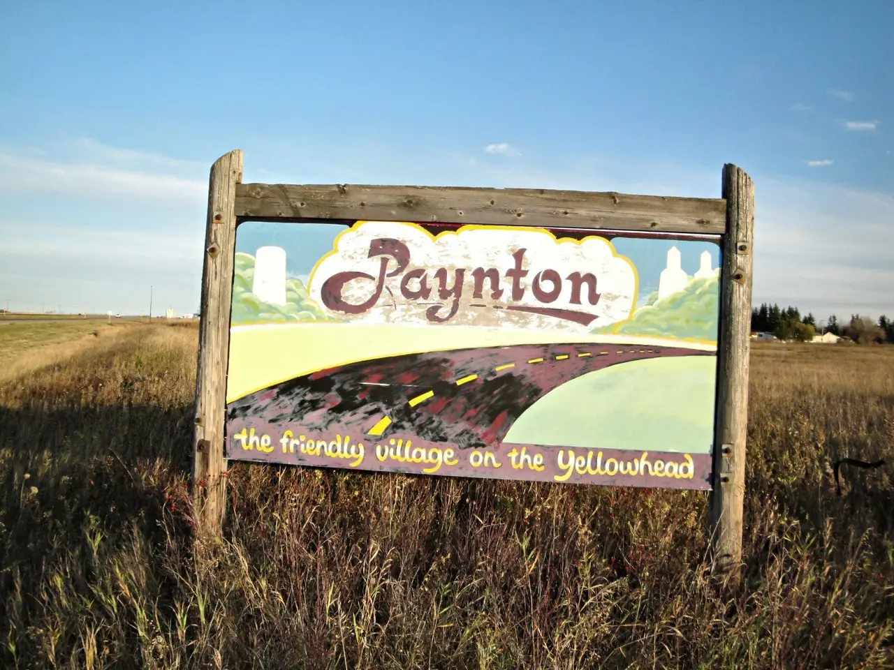 Paynton welcome sign on the Yellowhead, 2011